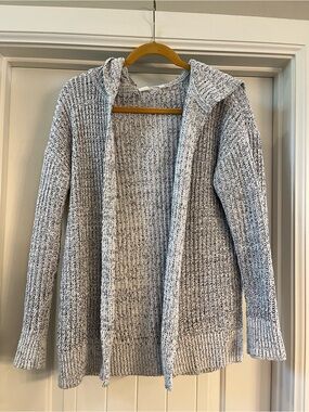 GAP Cozy Light Gray Open-Front Hooded Cardigan
